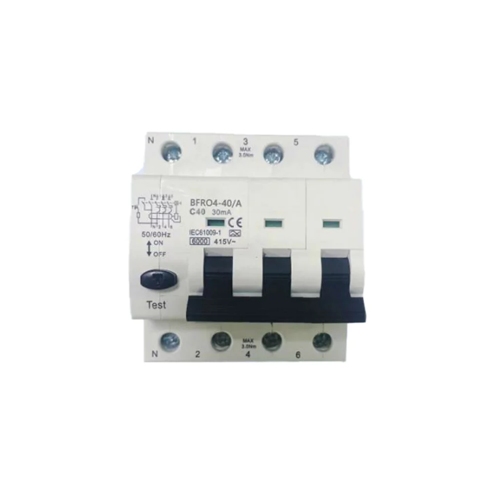 BFR Residual Current Circuit Breaker with Overcurrent Protection